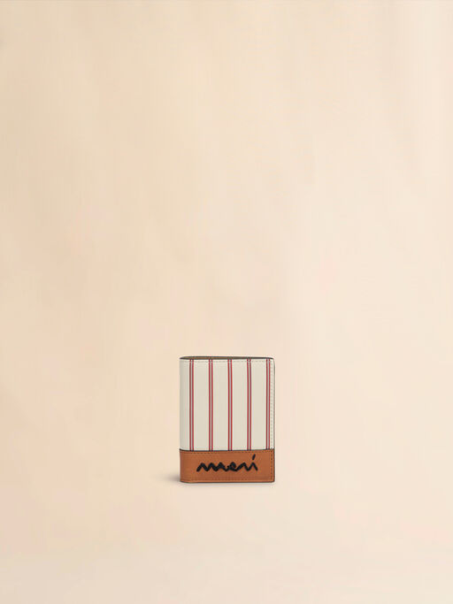 Striped white leather bi-fold wallet with Marni Symbol - Wallets