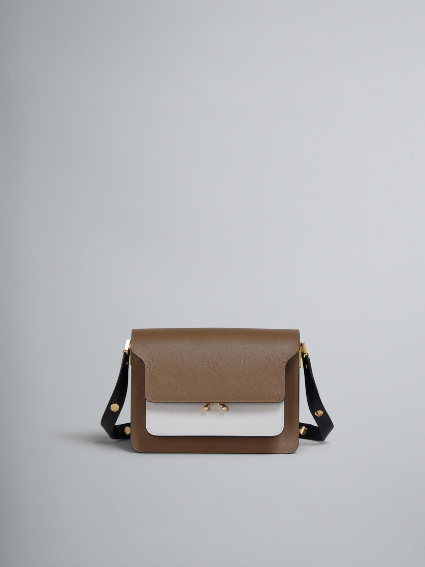 TRUNK medium bag in brown grey and black saffiano leather | Marni