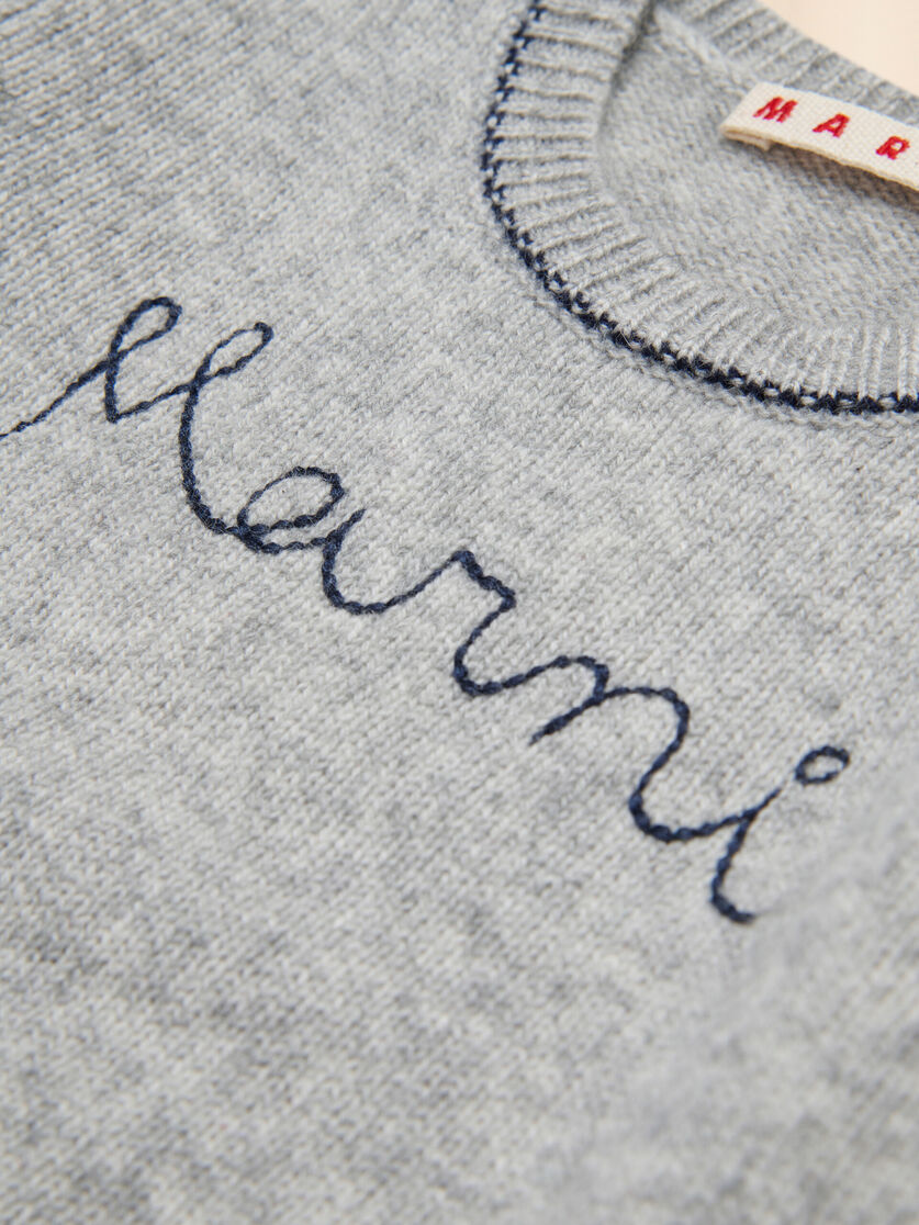 Deep blue wool-cashmere sweater with cursive logo - Knitwear - Image 4