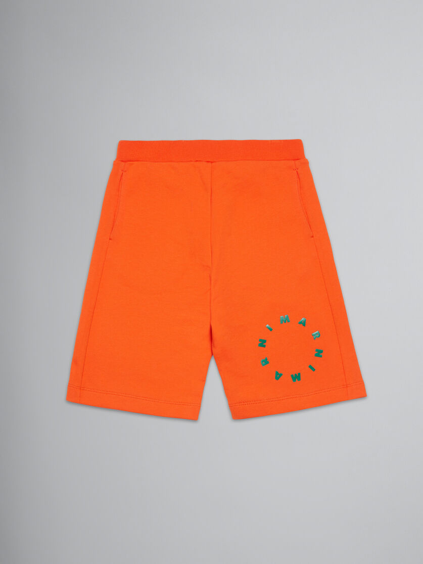 Orangefarbene Fleece-Shorts mit rundem Logo - Hosen - Image 1