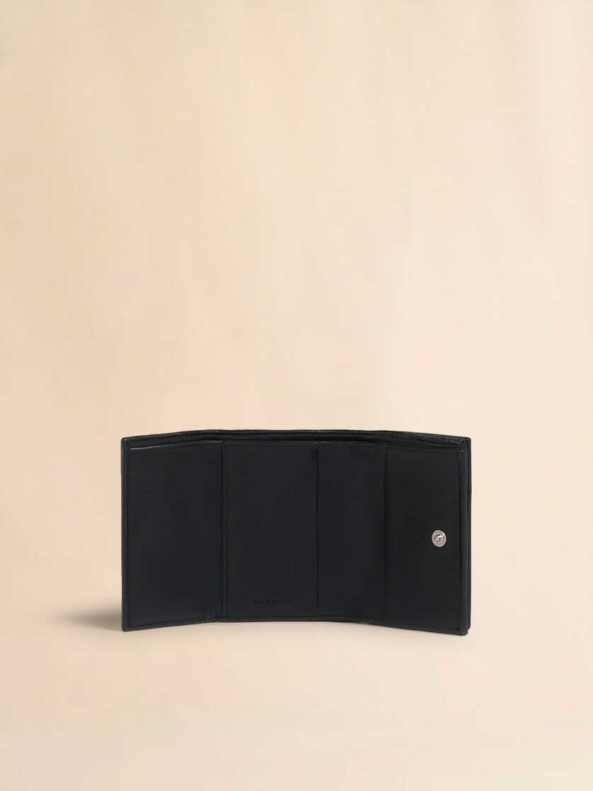 ブラック レザー製三つ折りウォレット - 財布 - Image 2