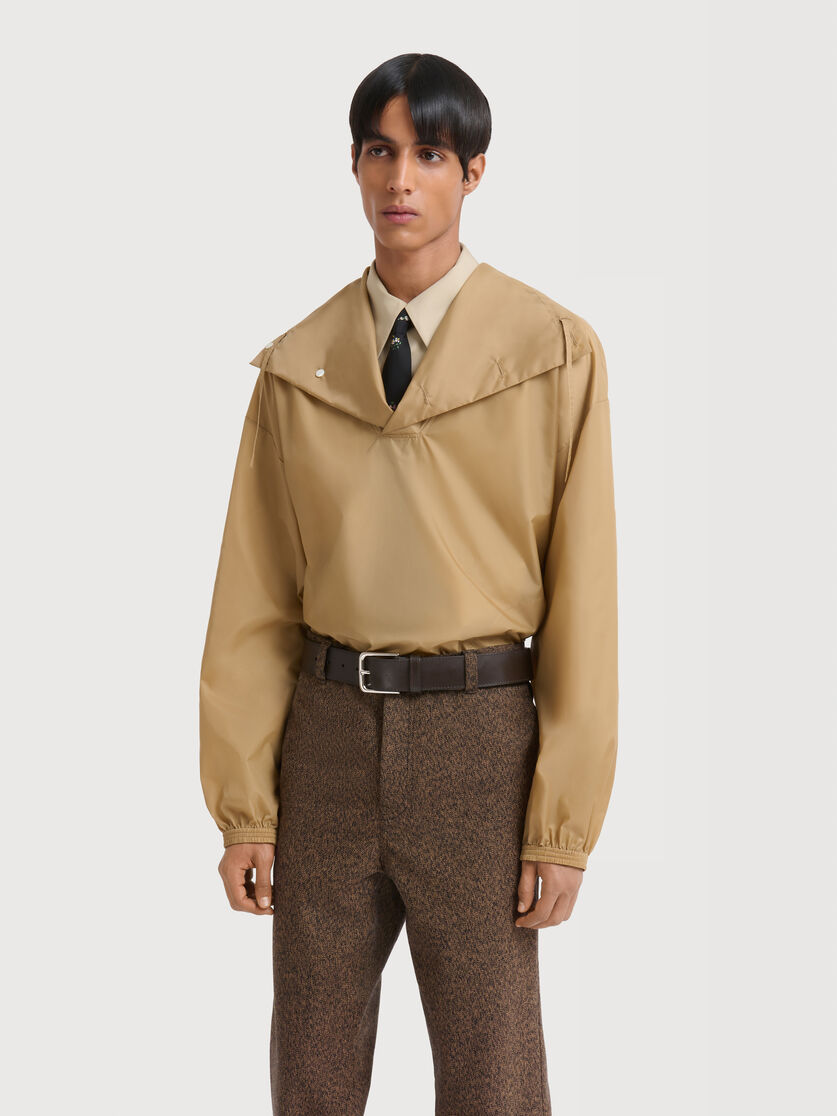 Giacca in nylon beige con collo a imbuto, Image 2