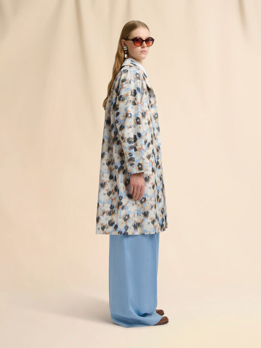 Blue duchesse reversible coat with contrast prints - Coats