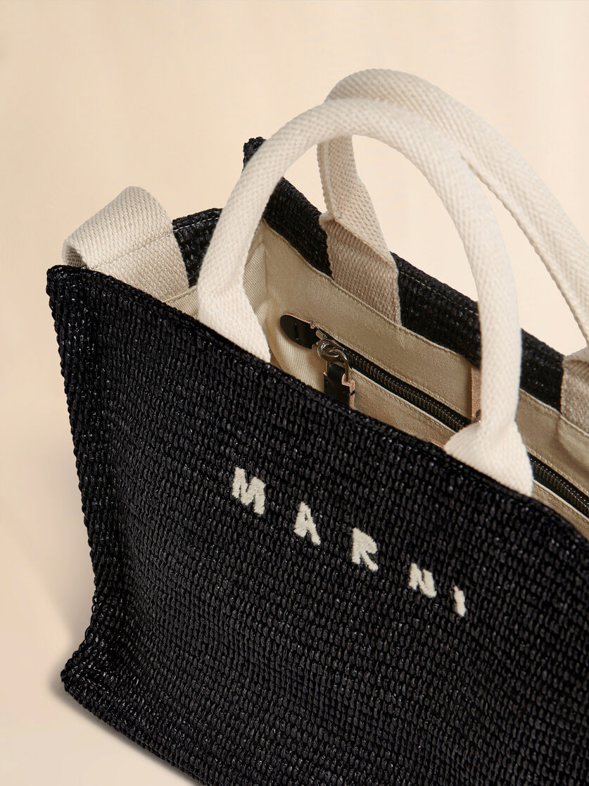 Pink raffia-effect Small Tote Bag - Shopping Bags - Image 4