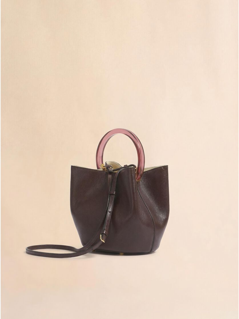 Brown leather Pannier bucket bag, Image 2