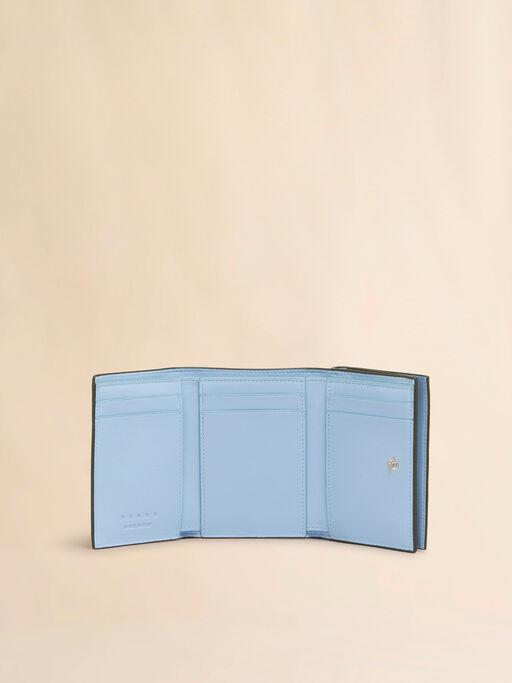 Cartera tri-fold de cuero negro con bordado Marni Mending - Carteras