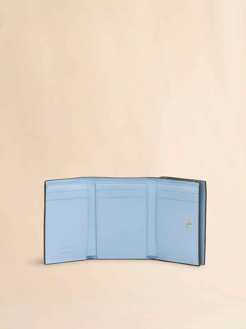 Black leather trifold wallet with Marni Mending embroidery - Wallets - Image 2
