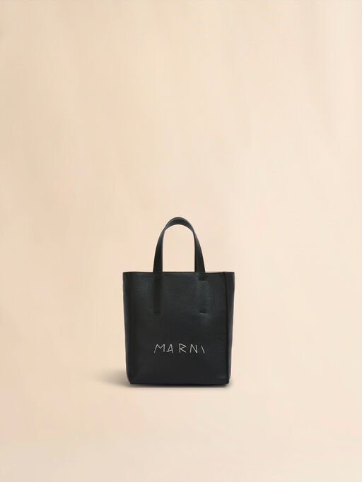 Museo Soft Bag in pelle nera con ricamo Marni Mending - Borse shopping