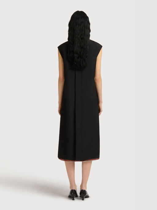Black georgette dress with shaggy camouflage motif - Dresses
