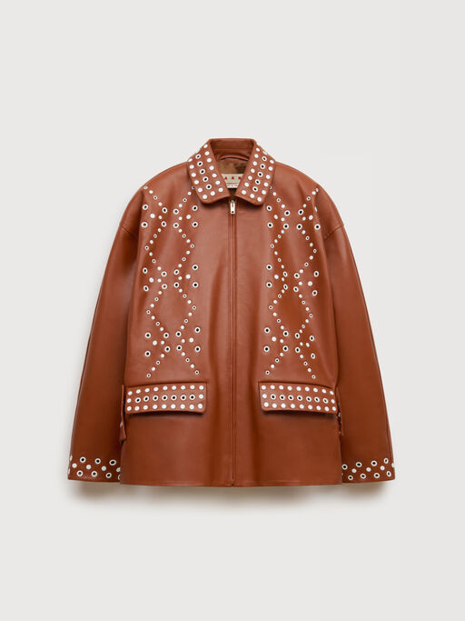 Brown leather jacket with studs - Jackets