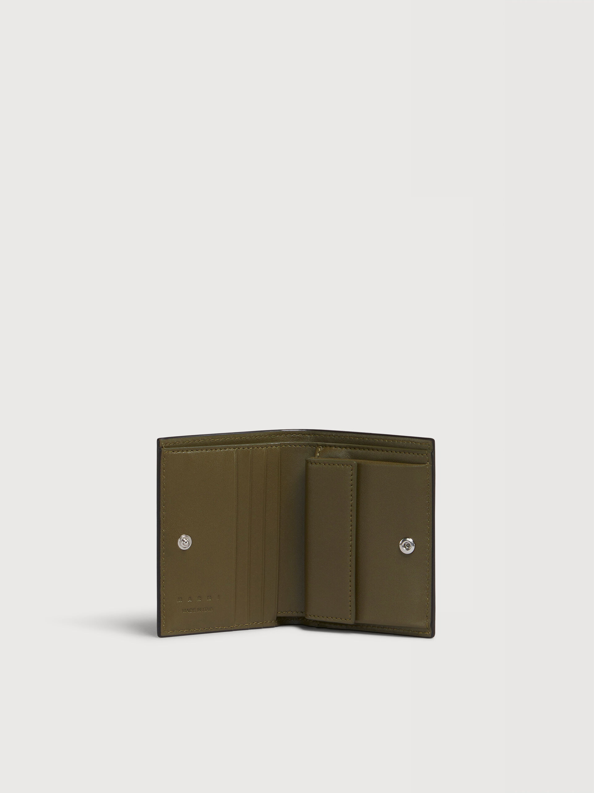 Mustard leather bifold wallet with Marni Mending embroidery | Marni