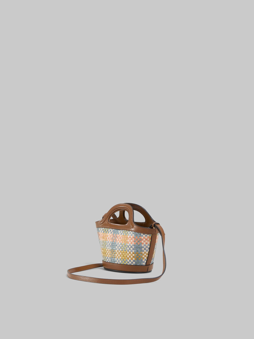 Mini-Tasche Tropicalia aus braunem Leder und Stoff in Bast-Optik - Handtaschen - Image 3