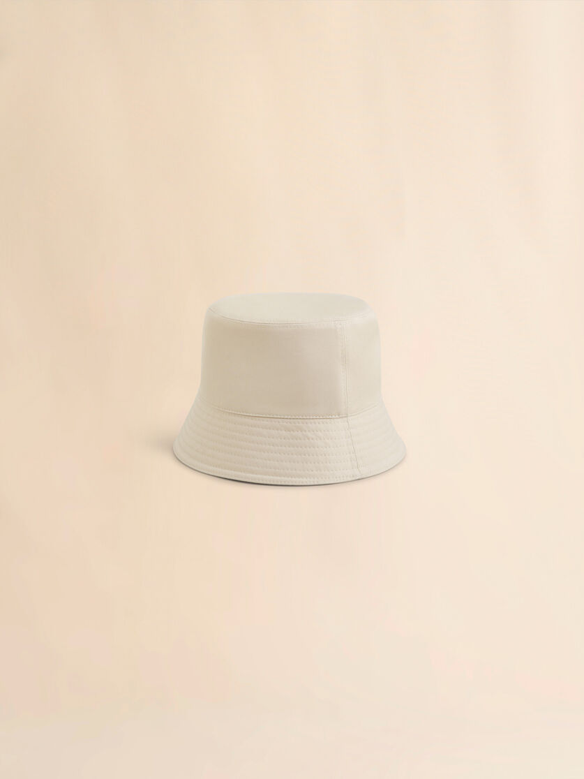 Black organic gabardine bucket hat with embroidered logo - Hats - Image 2