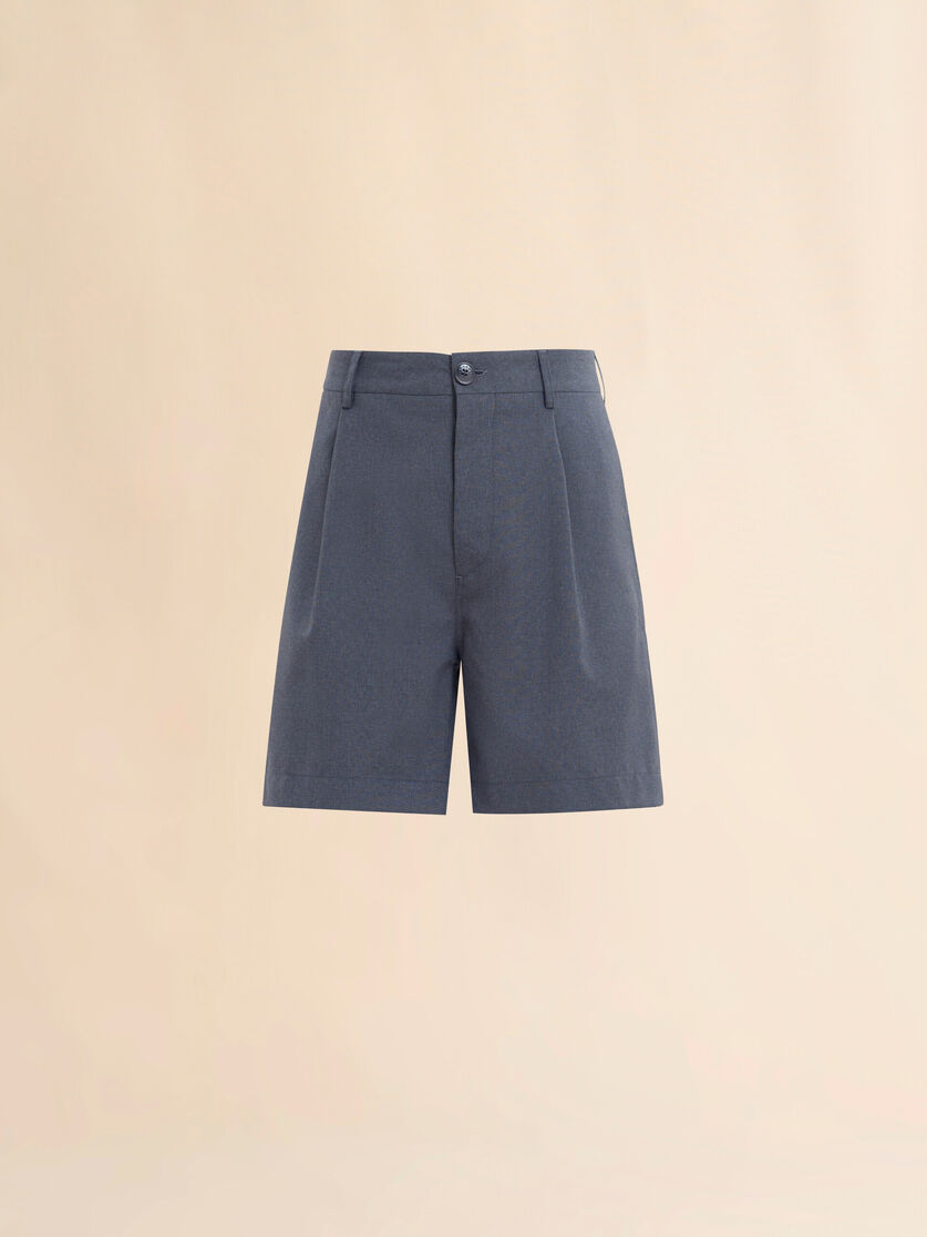 Graue Bermudashorts aus Wolle mit Bundfalten - Hosen - Image 1