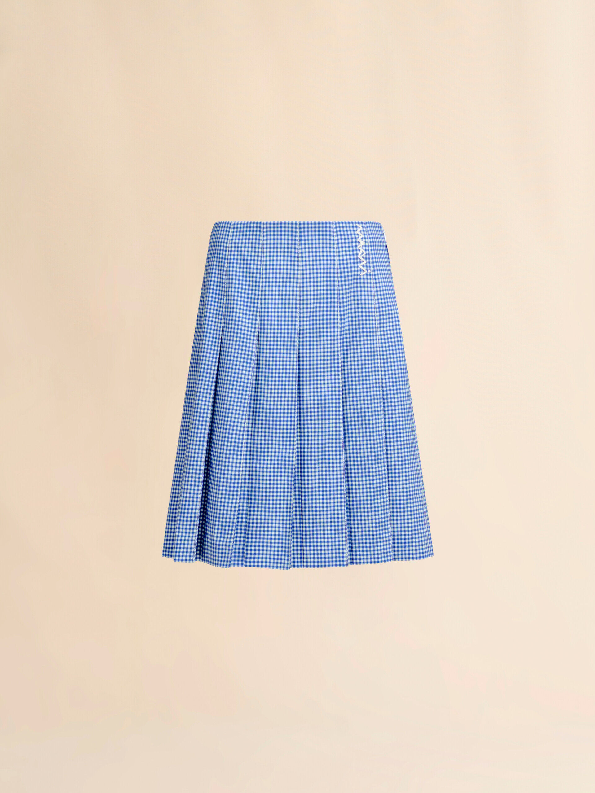 爽やかなストライプが印象的【MARNI】ポプリン ワイド スカート ブルー ホワイト ウール混プリーツスカート | Marni