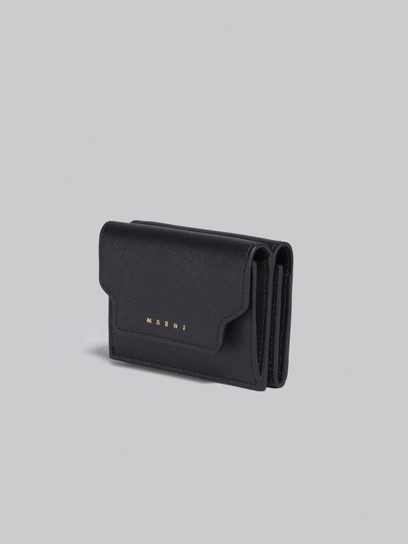 ブラック サフィアーノレザー製三つ折りウォレット - 財布 - Image 4