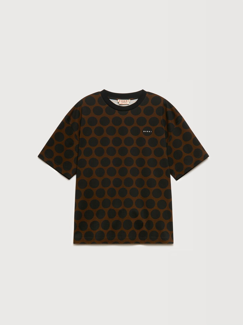 Brown cotton T-shirt with Polka Rhythm print, Image 1