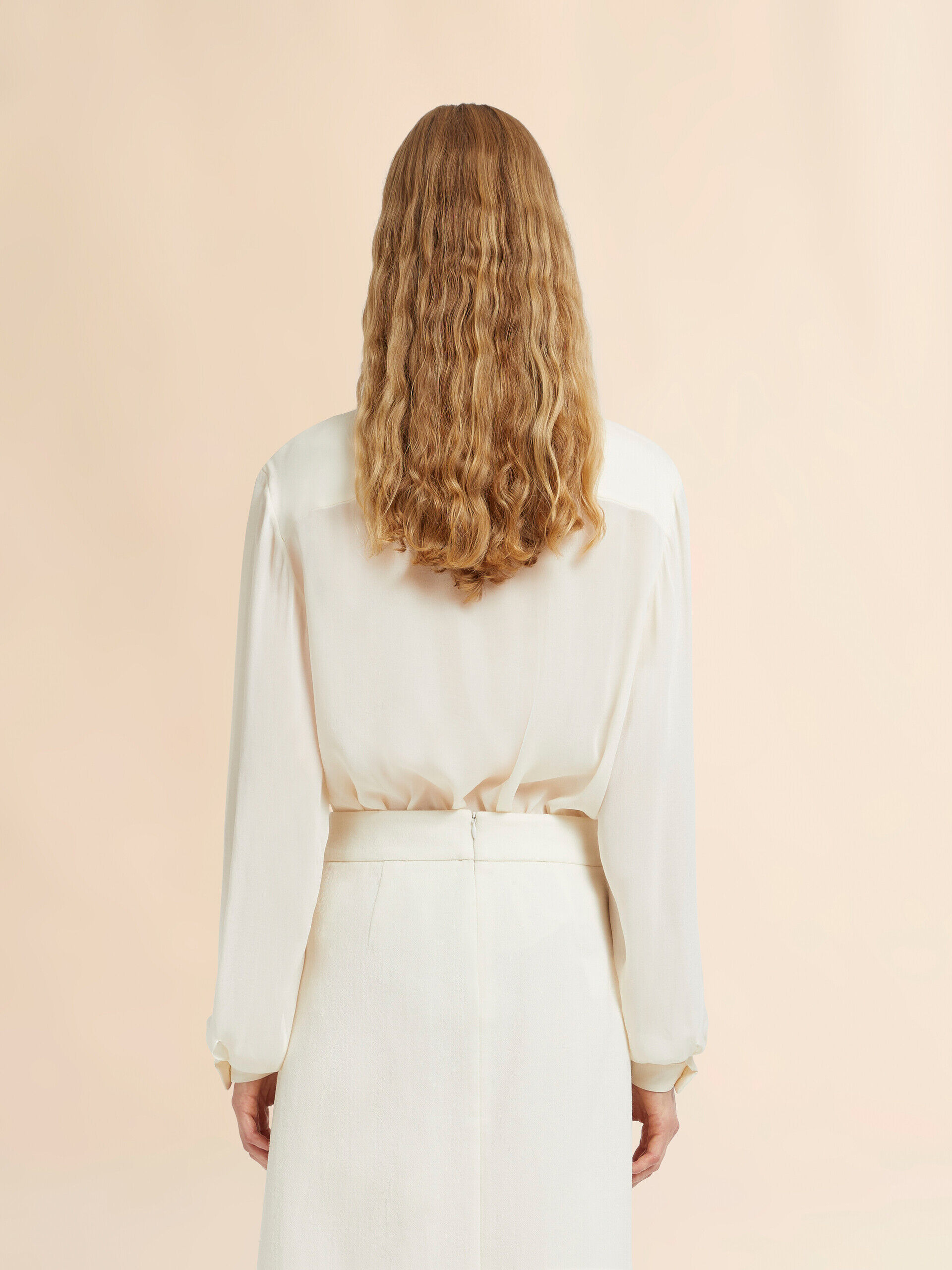 フリル付き ホワイトシルクジョーゼット シャツ | Marni