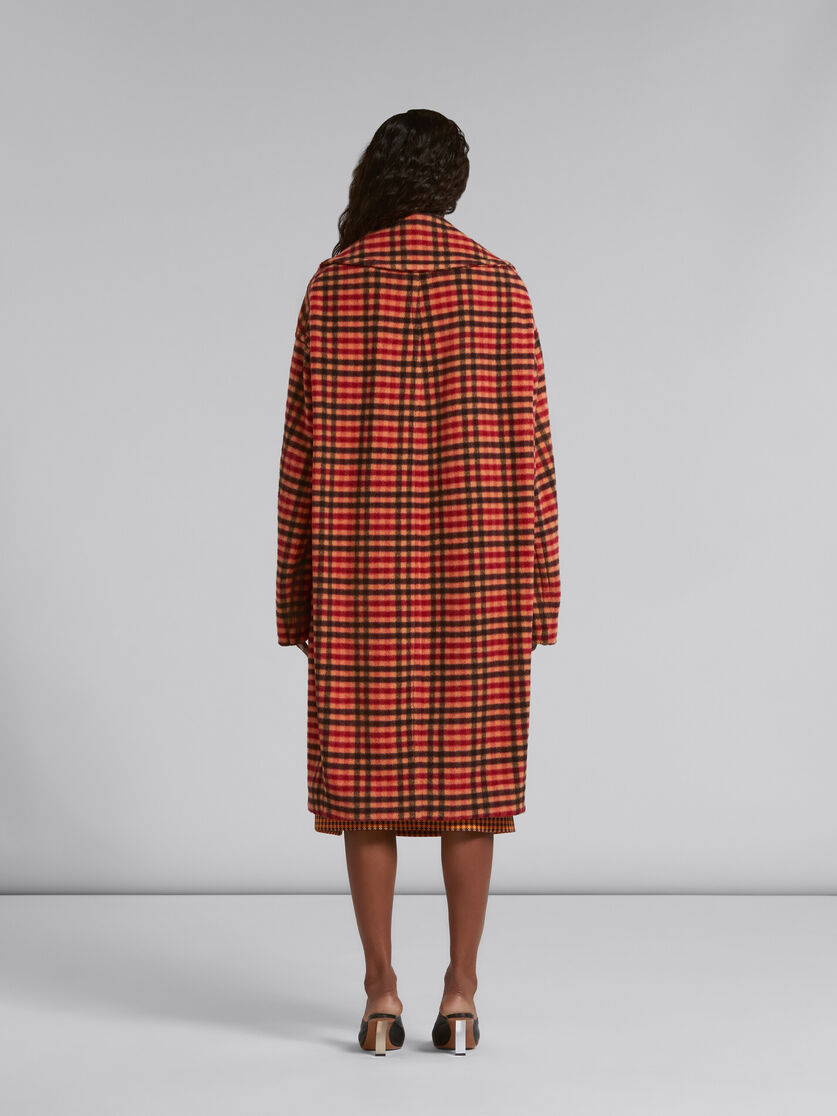 Orange wool felt coat with Wavy Check pattern - Coat - Image 3
