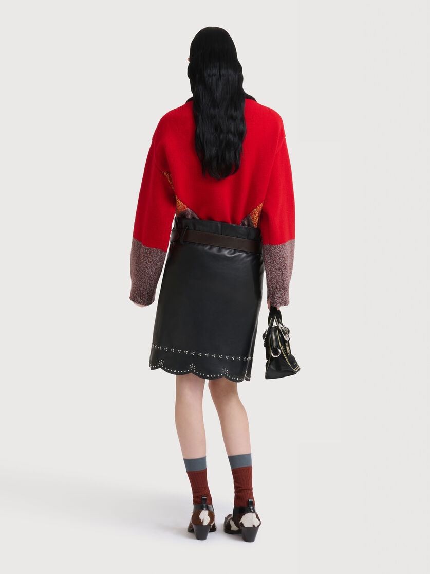 Black leather skirt with micro-studs, Image 4