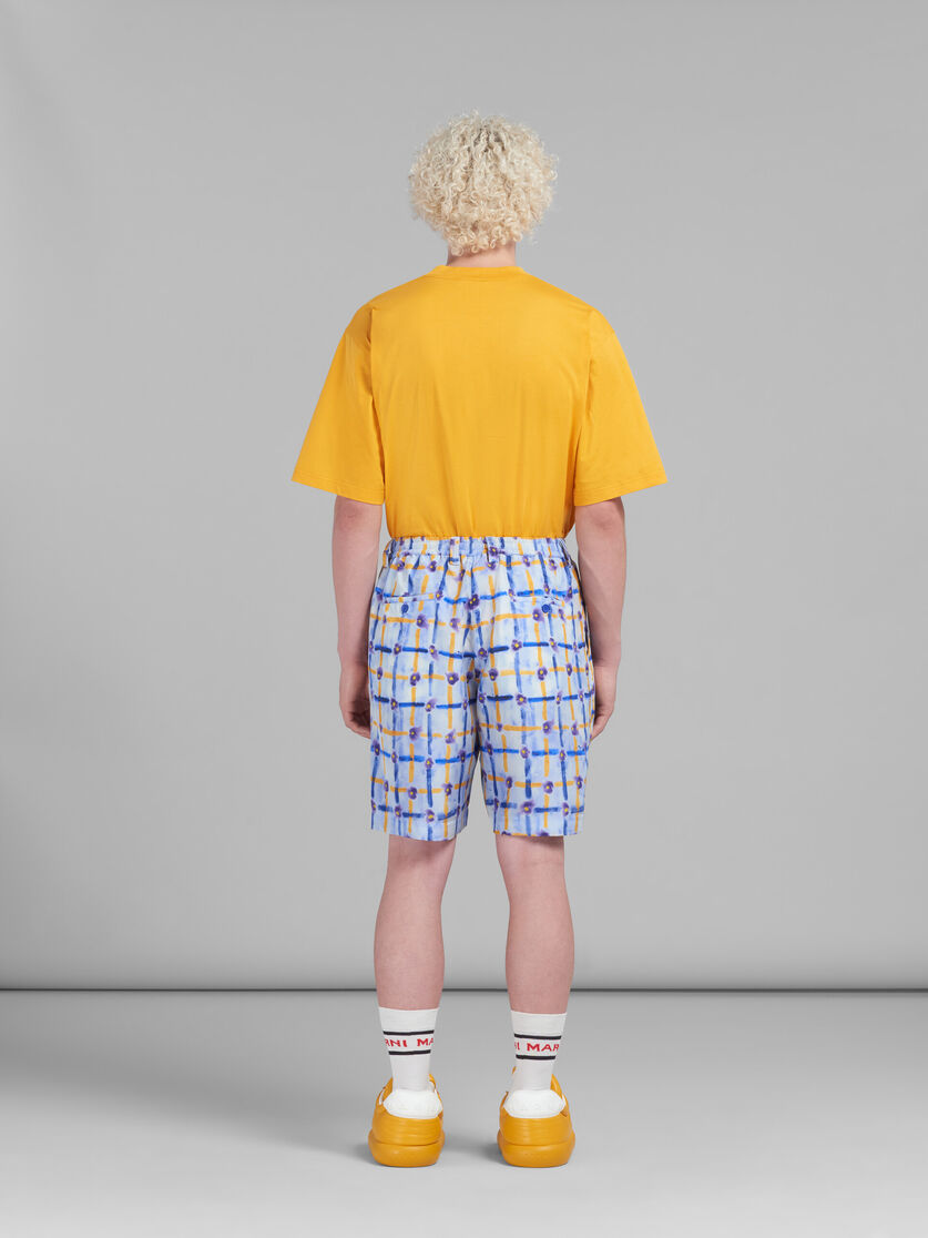 Light blue Habotai silk drawstring shorts with Saraband print - Pants - Image 3