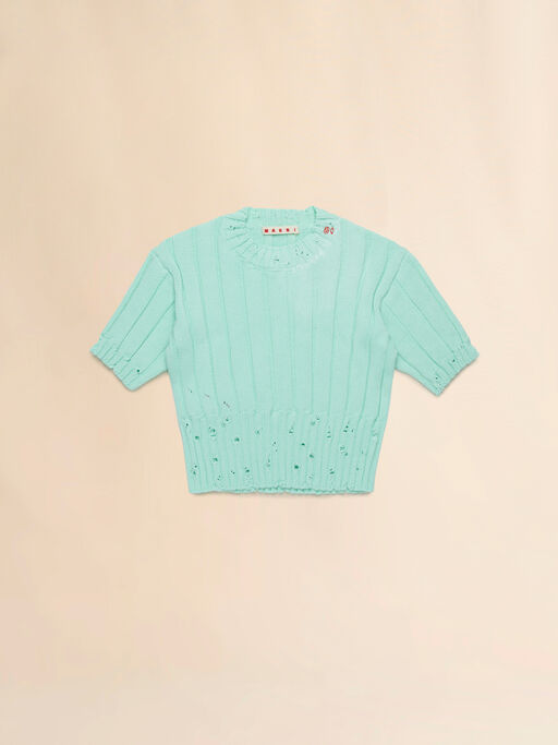Mint green ribbed top - Knitwear