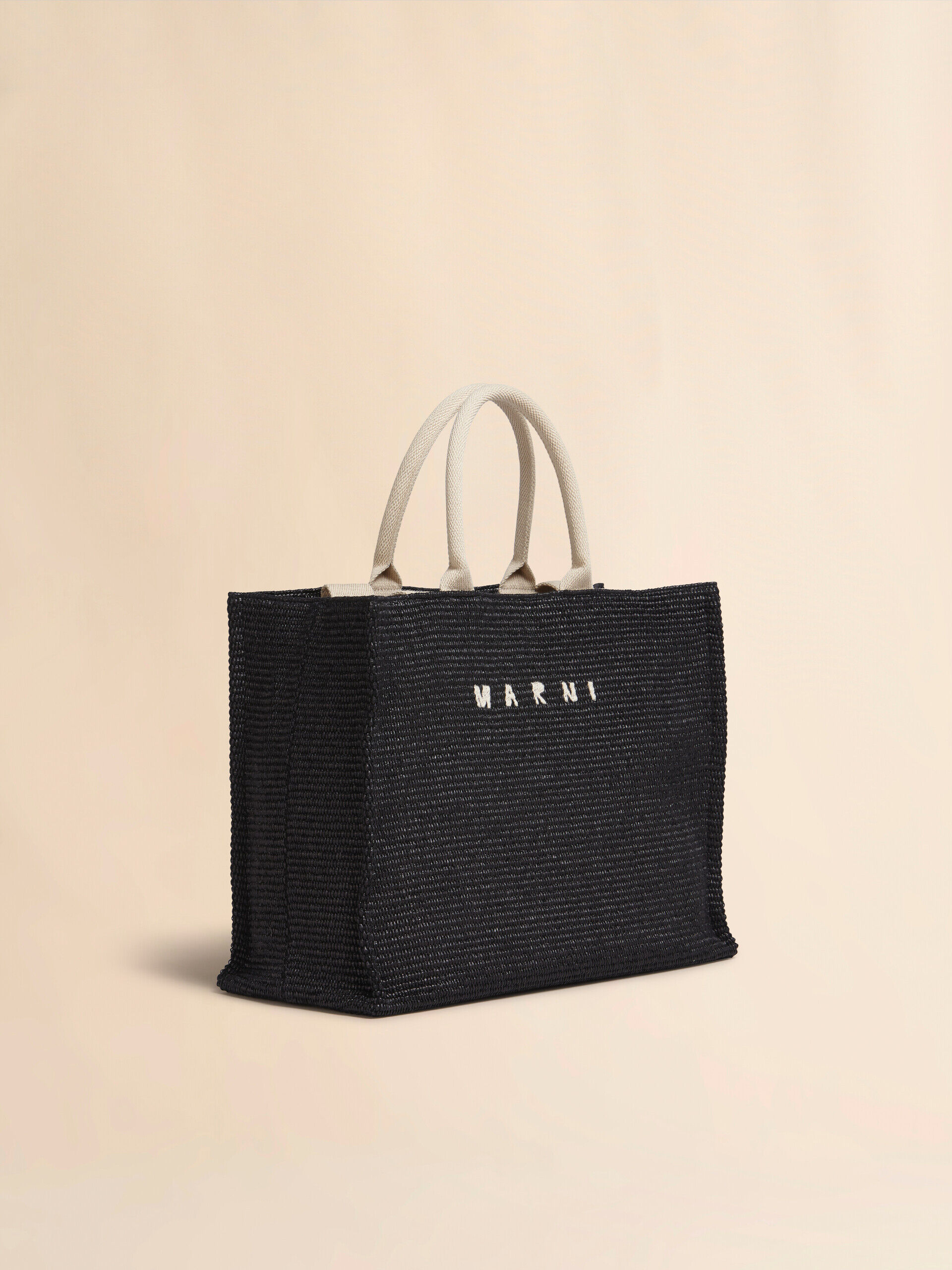 【25％OFF】 Shopping tote Marni | fabric raffia-effect black in バッグ