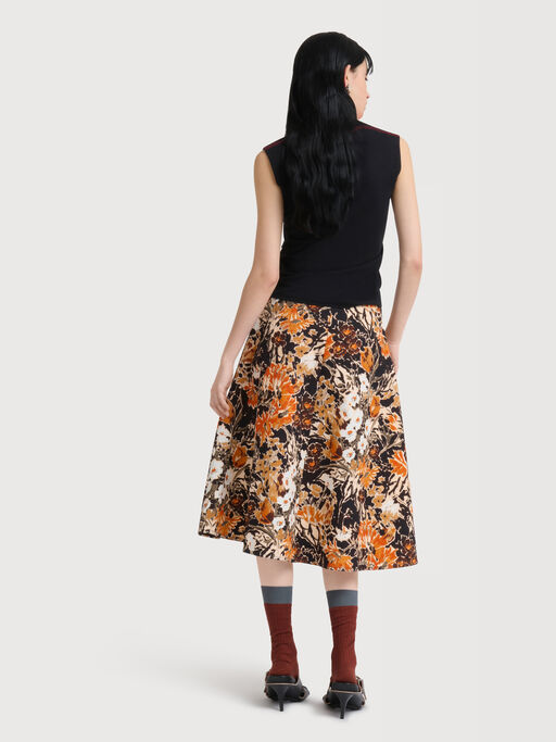 Black cloqu&eacute; skirt with Extreme Bouquet print - Skirts