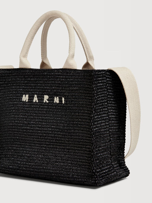 Black raffia-effect Small Tote Bag - Shopping Bags