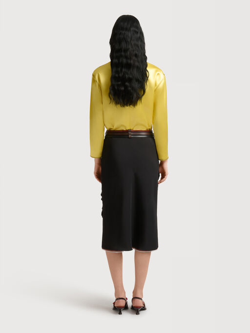 Black georgette skirt with shaggy camouflage motif - Skirts