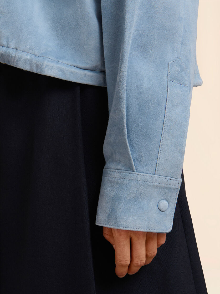 Light blue suede shirt with contrast trims, Image 5