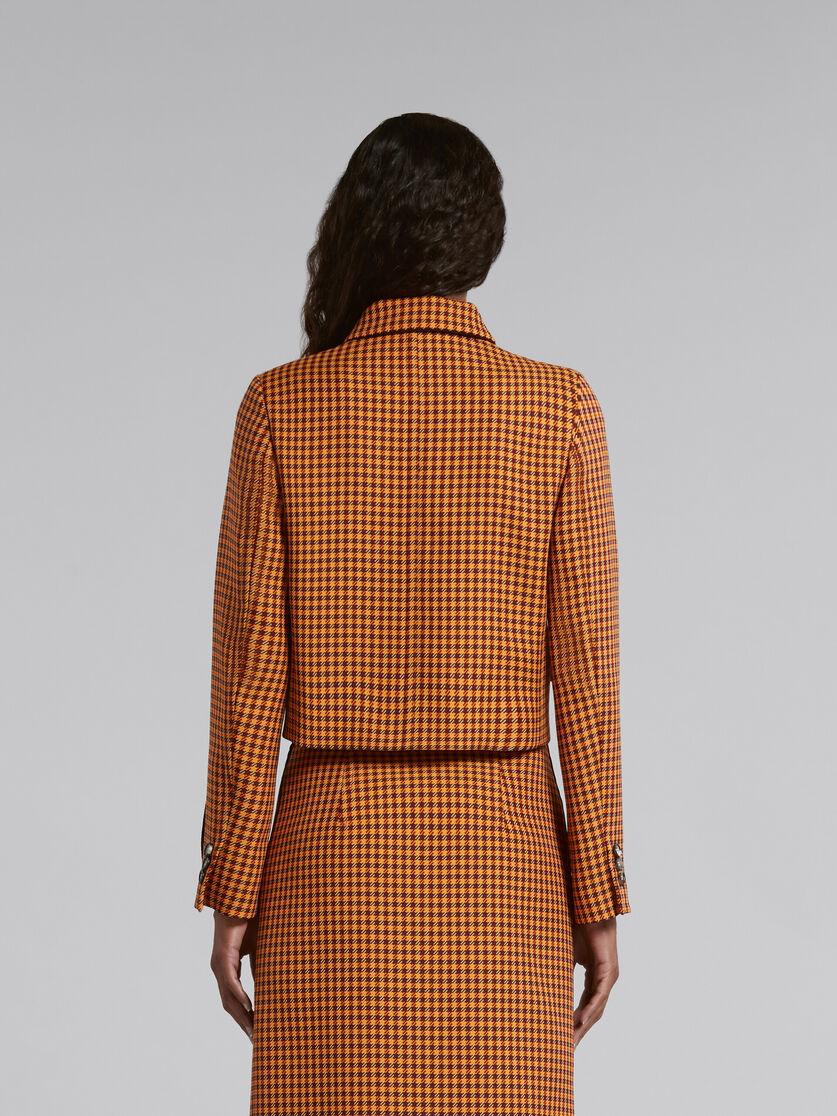 Orange and burgundy cropped checked jacket - Jackets - Image 3