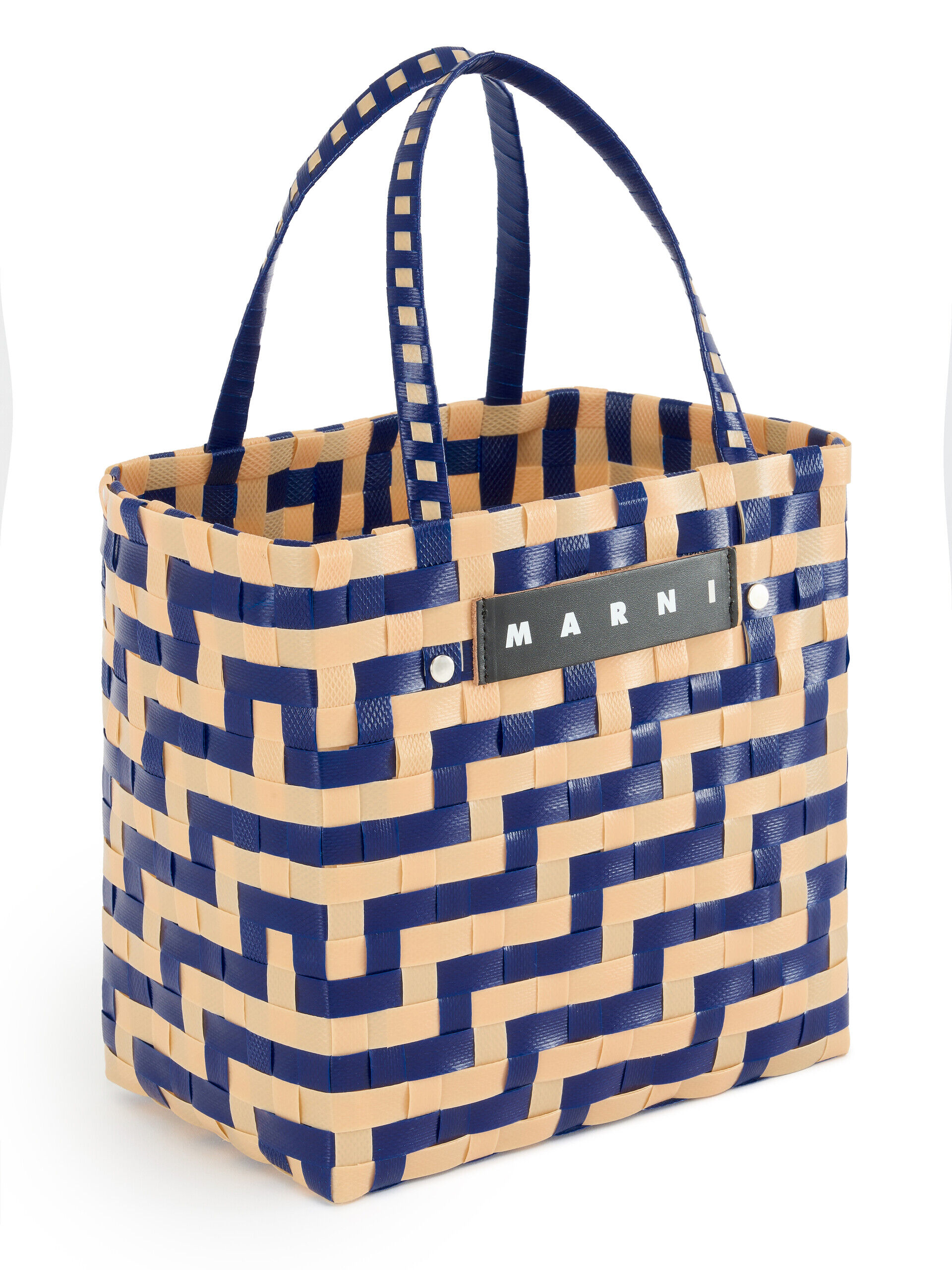 新着！【MARNI】マルニスモールトランクルービーチバッグ イエロー ストライプ柄ラフィアエフェクトスモール Trunkaroo