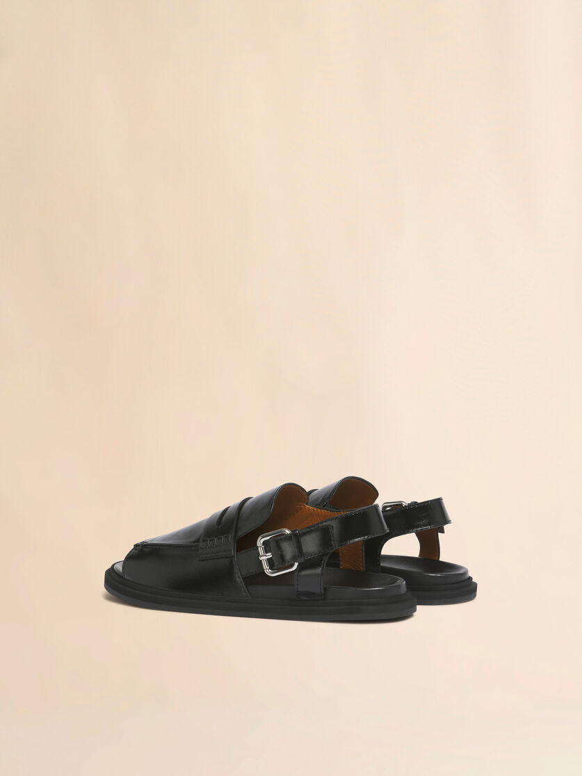 Black leather loafer sandal, Image 3