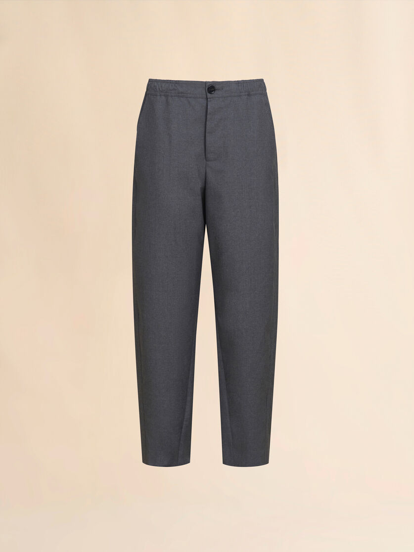 Graue Hose aus Wolle mit geradem Schnitt und Marni Symbol Stickerei - Hosen - Image 1