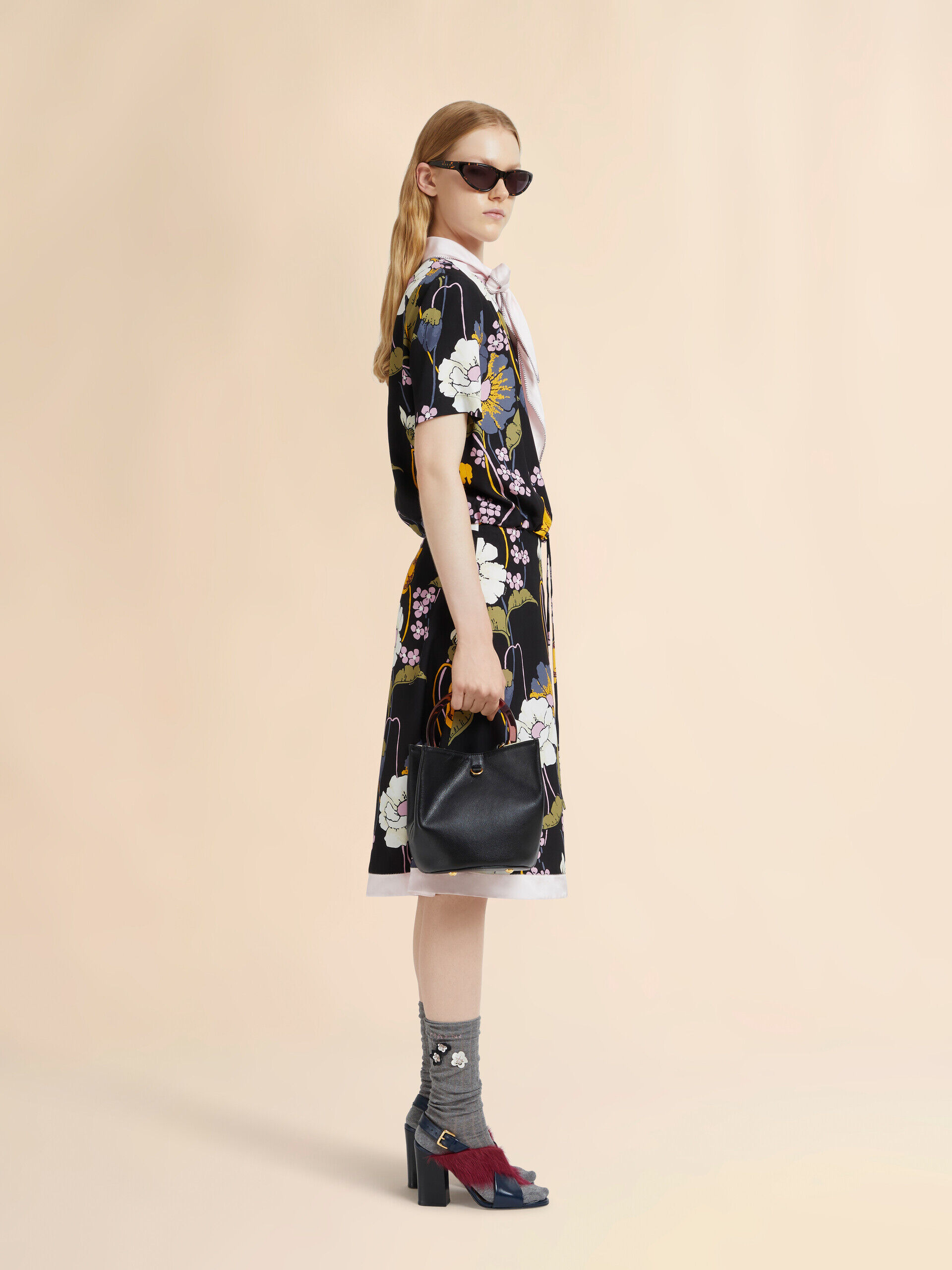 Black leather Pannier bucket bag | Marni