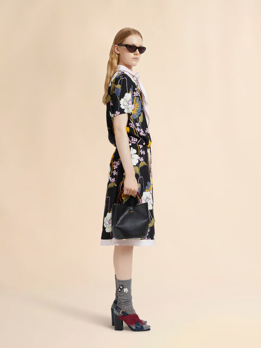 Black leather Pannier bucket bag - Shoulder Bags