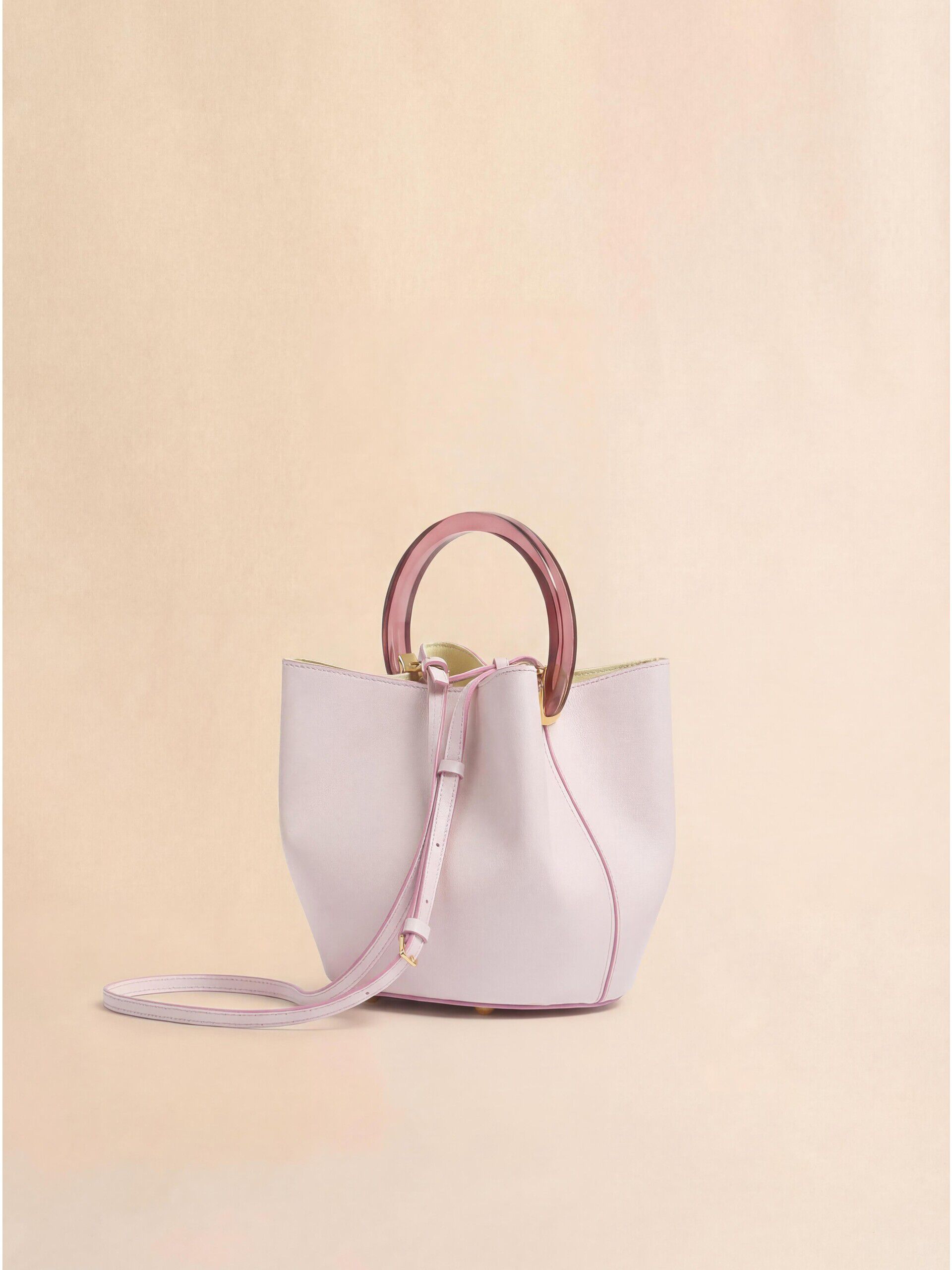 MARNI ピンクレザー ハンドバッグ Pink leather Pannier bucket bag | Marni