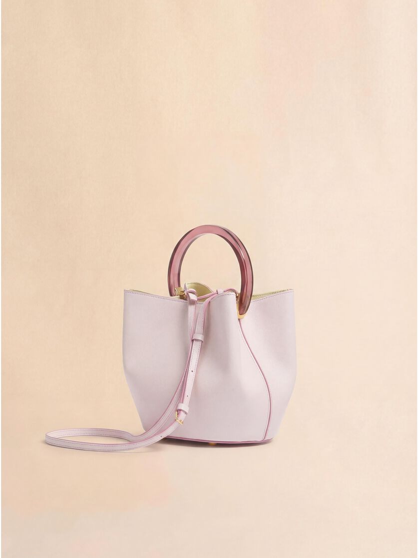 Pink leather Pannier bucket bag, Image 2