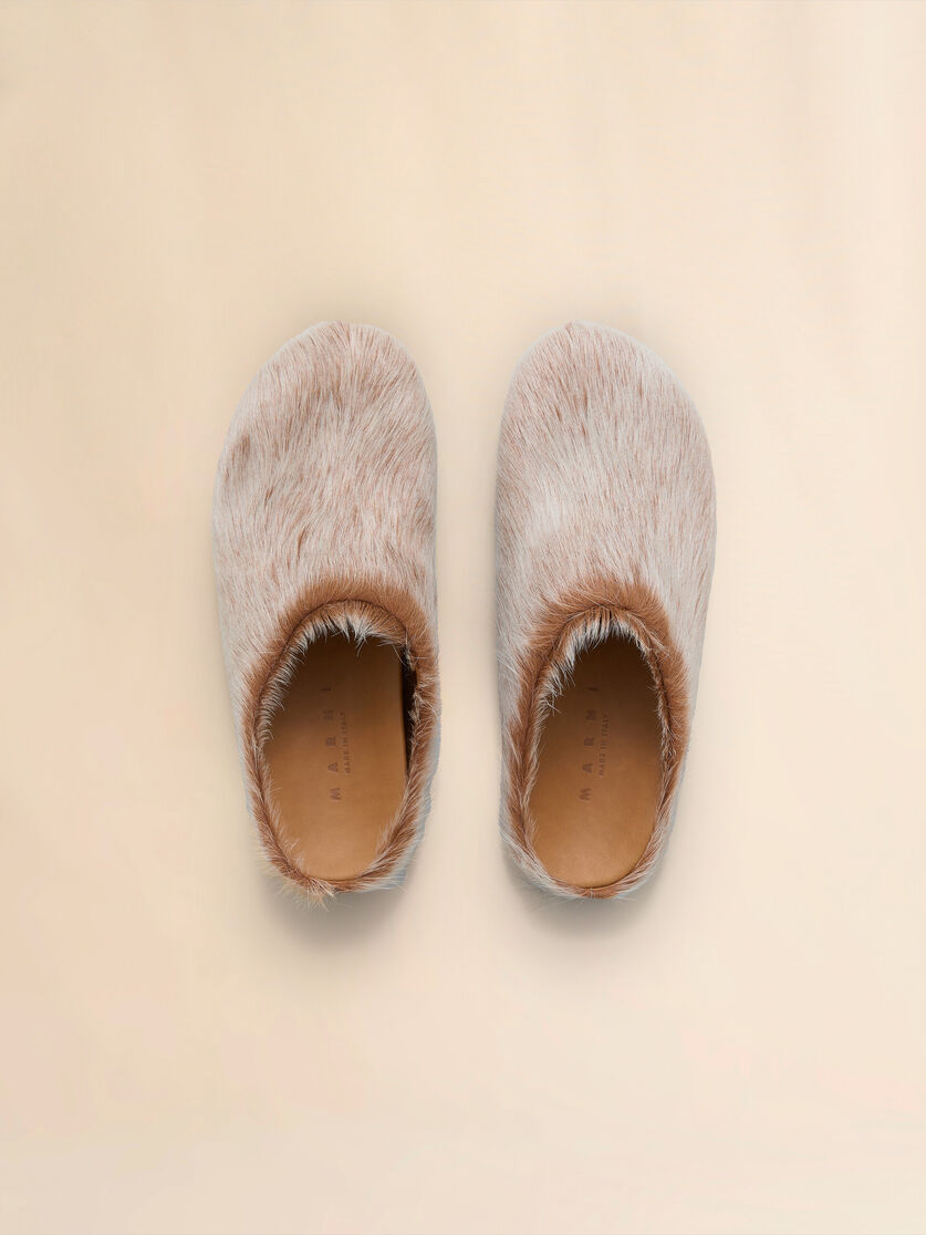 Blue-grey long hair calfskin Fussbett sabot - Clogs - Image 4
