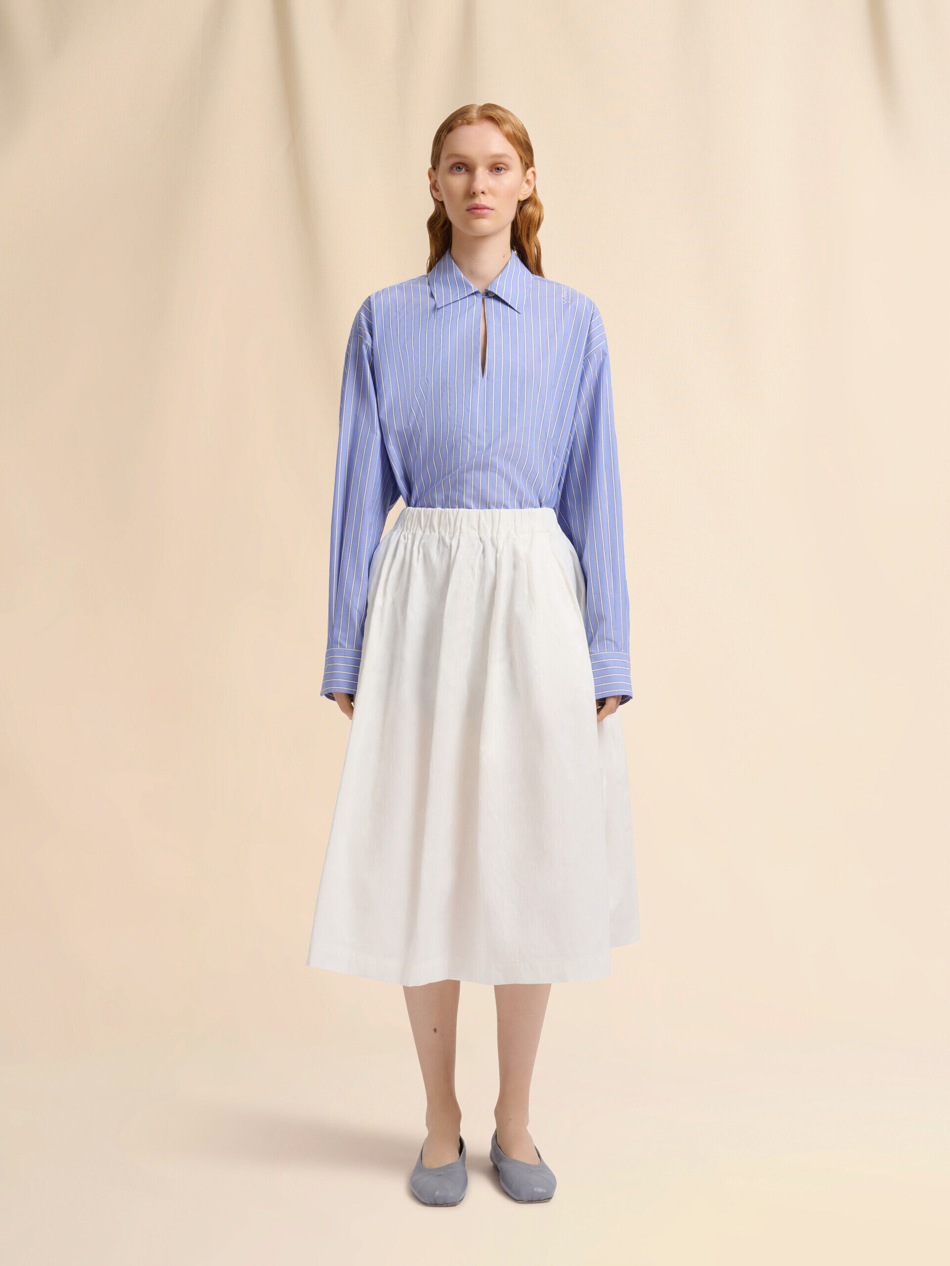 MARNI コットンロングスカート MARNI（マルニ）ロング・マキシ丈スカート 青 サイズ:38(S位