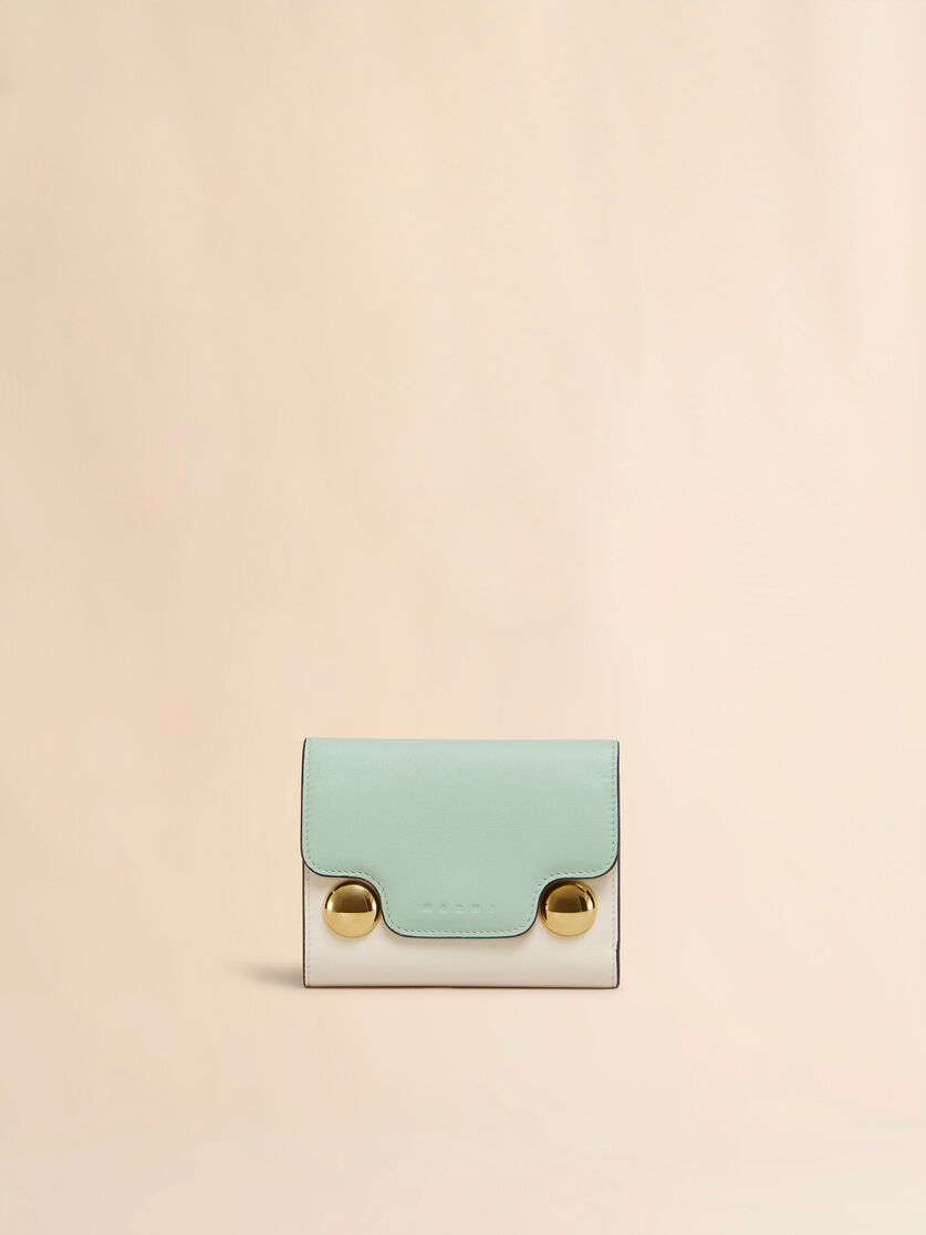 Portefeuille Trunkaroo à trois volets en cuir bleu et beige - Portefeuilles - Image 1