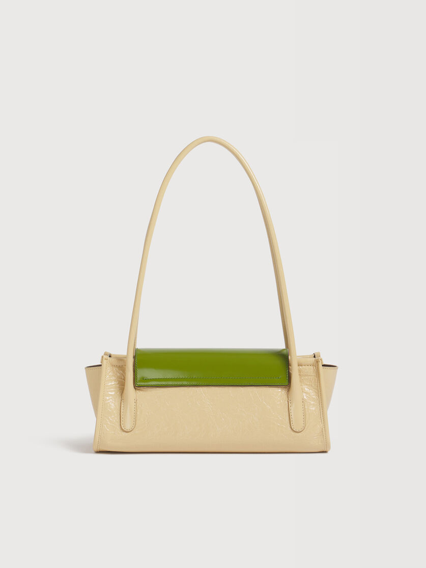 Sac Trunkette en cuir cr&egrave;me et vert, Image 3