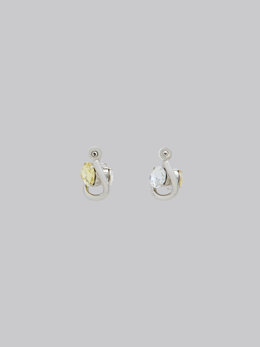 Clear and yellow rhinestone twisted hoop earrings - Earrings - Image 3