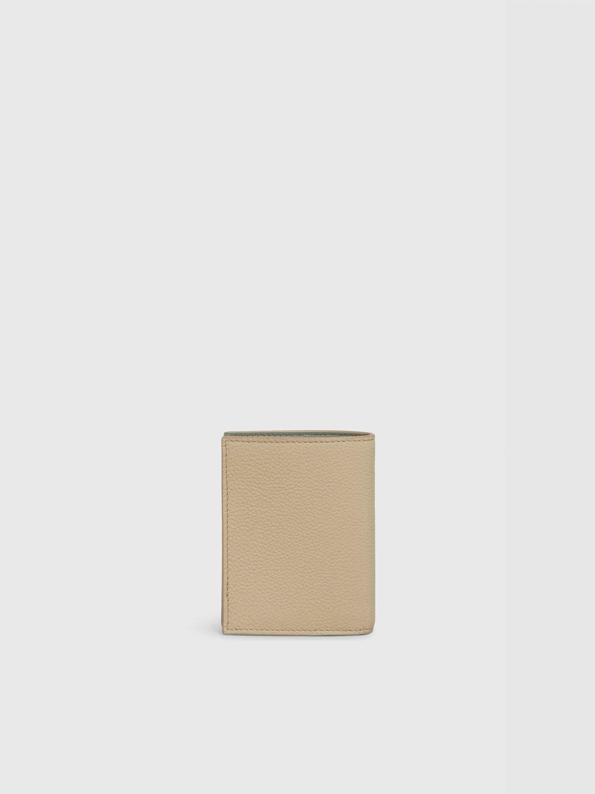 ベージュ レザー製二つ折りウォレット、マルニシンボル刺繍入り | Marni