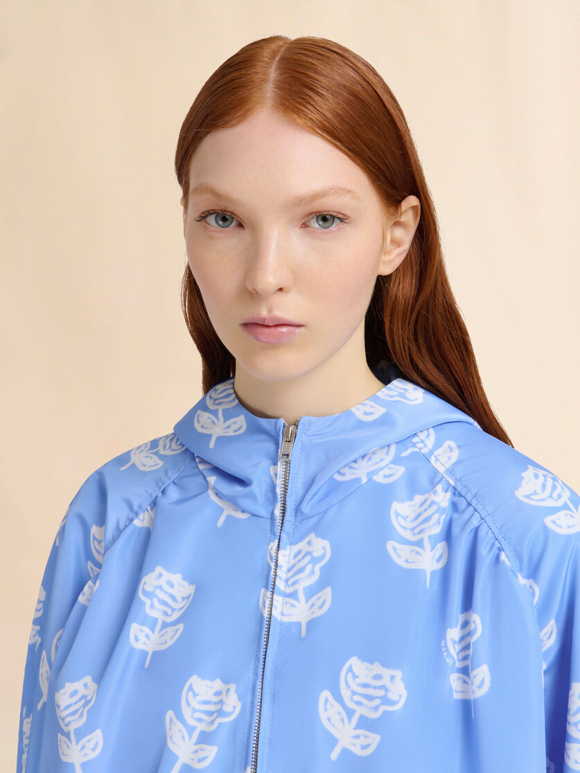 Light blue taffeta bomber with Sprayed Roses print - Jackets - Image 4