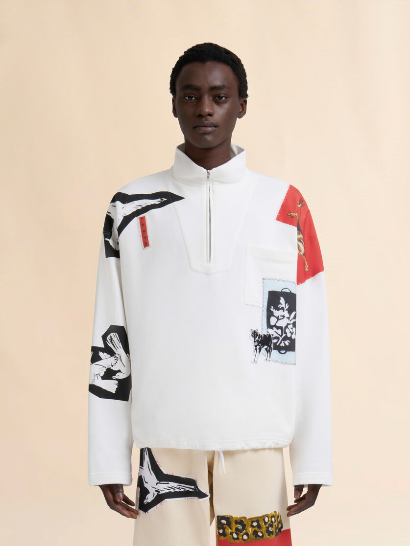 White cotton high-neck sweatshirt - Sweaters - Image 2