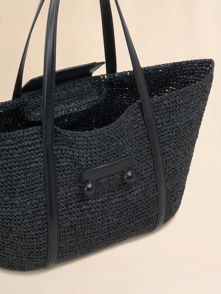 Medium black raffia-effect Trunkaroo beach bag - Shopping Bags - Image 4