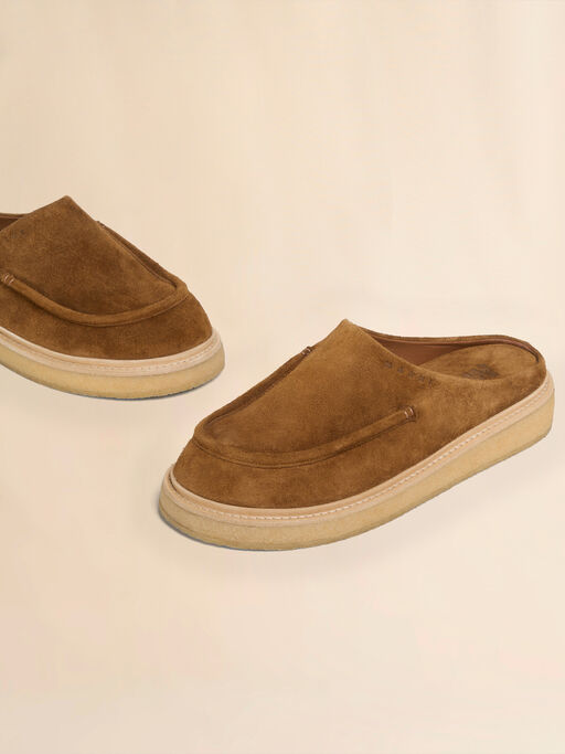 Sabot in suede marrone con suola in para - Zoccoli