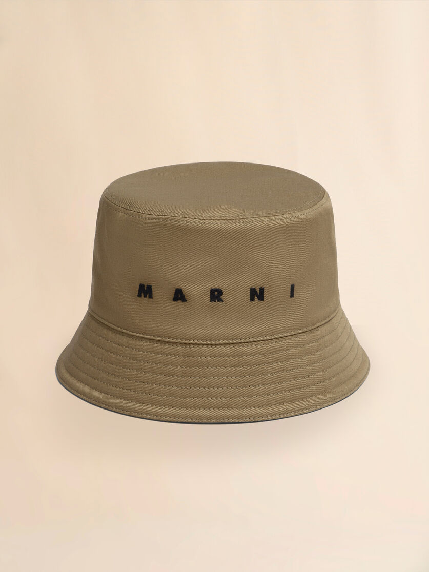 Black organic gabardine bucket hat with embroidered logo - Hats - Image 4